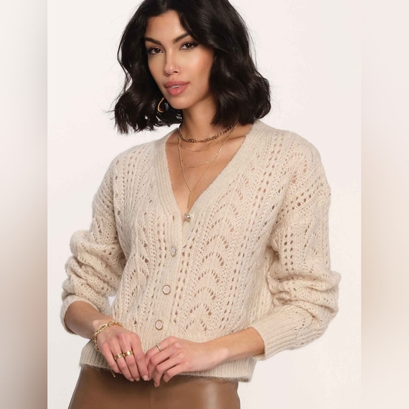 Heartloom Grenier Pointelle Wool Blend Cardigan - Picture 1 of 16